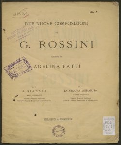La vedova andalusa : canzone spagnuola / composta e dedicata al suo amico F. De Valldemosa da G. Rossini ; cantata da Adelina Patti