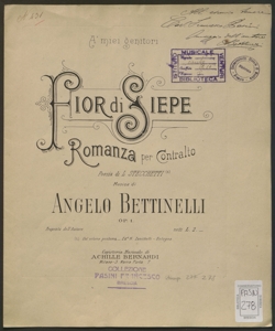 Fior di siepe : romanza per contralto / poesia di L. Stecchetti ; musica di Angelo Bettinelli