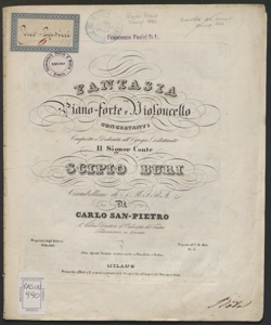 Fantasia per piano-forte e violino o violoncello concertanti / composta ... da Carlo San-Pietro