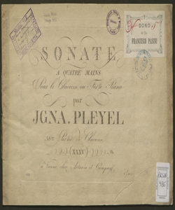 Sonate à quatre mains pour le clavecin ou forte piano 8.me partie de clavecin : 35 / par Jgna. Pleyel: 3