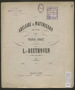 Adelaide di Matthison : con accompagnamento di pianoforte / [L. van Beethoven]