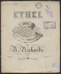 Ethel : romance pour Piano / composée ... par B. Richards