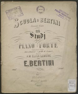 Scuola di Bertini, secondo grado : 25 studi per pianoforte composti per servire introduzione a quelli di Cramer / E. Bertini