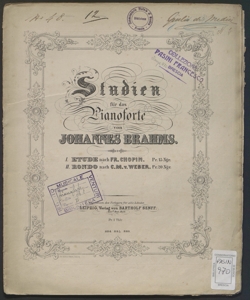 Studien für das Pianoforte / von Johannes Brahms