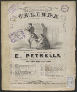 Sulla terra un angiol vidi : scena e romanza [dal melodramma] Celinda / di Errico Petrella ; riduzione per canto e pianoforte del M.o A. Baur