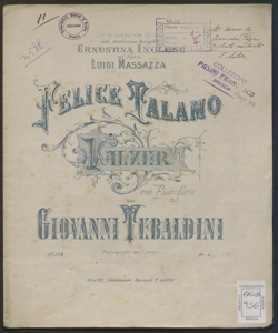 Felice talamo : valzer per pianoforte / di Giovanni Tebaldini