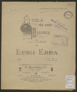 Étoile du soir : mazurka pour piano / par Luigi Erba