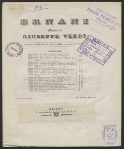 Duetto finale 2. da Ernani / di Giuseppe Verdi ; riduzione per canto in chiave di sol con accomp. di pianoforte