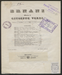 Duetto finale 2. da Ernani / di Giuseppe Verdi ; riduzione per canto in chiave di sol con accomp. di pianoforte