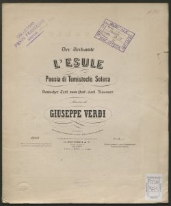 L' esule / di Giuseppe Verdi ; poesia di Temistocle Solera
