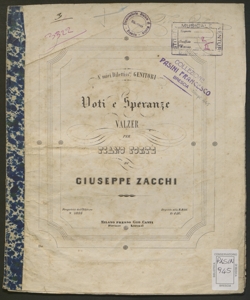 Voti e speranze : valzer per pianoforte / di Giuseppe Zacchi