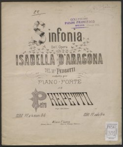 Sinfonia dell'opera Isabella d'Aragona / del M.o Pedrotti ; ridotta per piano-forte a 4 mani da Pietro Repetto