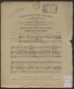 Come quel fior si lieto : arietta by count Pepoli / composed ... by Charles Salaman