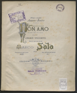 Non amo, scritto sopra un sasso : op.92 / Versi di Lorenzo Stecchetti ; musicati sopra una nota da Marco Sala