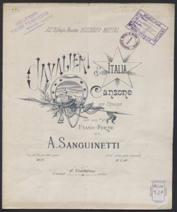 Cavalieri d'italia : canzone per tenore con acc.to di pianoforte / di A. Sanguinetti