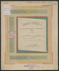 Serenatella per pianoforte a quattro mani : op.9 / di Alessandro Peroni