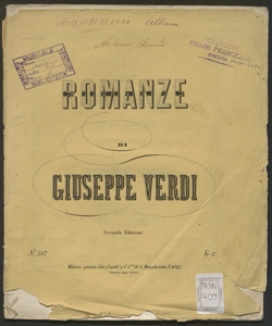 Sei romanze per canto con accompagnamento di pianoforte / composte da Giuseppe Verdi