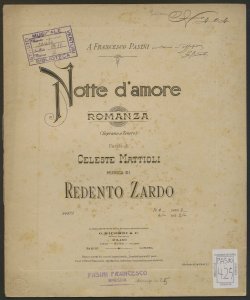 notte d'amore : Romanza / parole di Celeste Mattioli ; musica di Redento Zardo