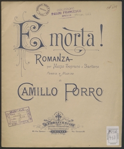 È morta! : romanza per mezzo soprano o baritono / Camillo Porro ; poesia e musica di Camillo Porro