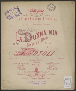 La Donna mia : N. 2 Mezzo-sop. o baritono / Rotoli Augusto ; sonetto di Dante