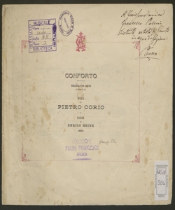 Conforto : melodia per canto in chiave di Sol / musica di Pietro Corio ; parole di Enrico Heine