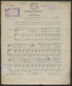 Lucrezia Borgia : Melodramma in un prologo e due atti / di Felice Romani ; posto in musica da Gaetano Donizetti
