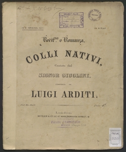 Colli nativi : recit.vo e romanza / composta da Luigi Arditi