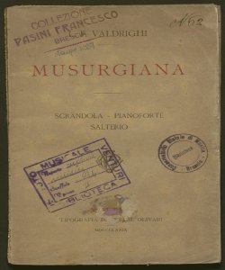 Musurgiana : scrandola, pianoforte, salterio / L. F. Valdrighi
