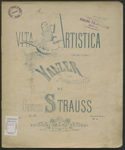 Vita artistica (Künstlerleben) : valzer per pianoforte op. 316 / di Giovanni Strauss