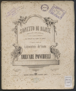 Tanto gentile e tanto onesta pare : sonetto / di Dante ; posto in musica da Amilcare Ponchielli