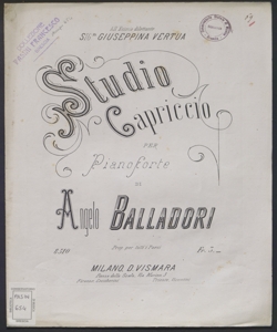 Studio capriccio per pianoforte / di Angelo Balladori