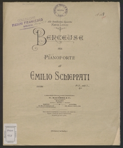 Berceuse per Pianoforte / di Emilio Schieppati