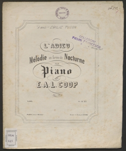 L'Adieu : Mélodie en forme de nocturne pour Piano ... / Ernesto Antonio Luigi Coop