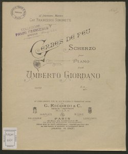 Gerbes de feu : scherzo pour piano / par Umberto Giordano