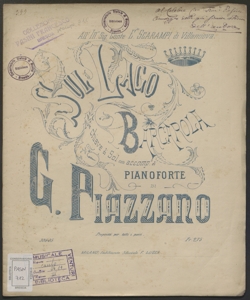 Sul lago : barcarola in chiave di Sol con accomp.° di Pianoforte / di G. Piazzano ...