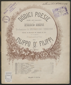 Dodici poesie tratte dal canzoniere : Op.30 / di Enrico Heine ; traduzione di Bernardino Zendrini