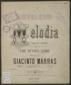 S'io fossi un angelo del Paradiso : melodia / [poesia di P. A. Fiorentino] ; composta  dedicata dal M° Cavaliere Giacinto Marras