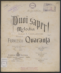 Vuoi saper!... : melodia / parole di A. Ghislanzoni ; musica di Francesco Quaranta