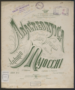 Anacreontica / poesia di Jacopo Vittorelli ; posta in musica ... da Antonio Majocchi