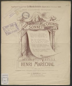 Le Sonnet d'Oronte / musique de Henri Maréchal