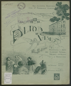 Alma vision : recitativo ed aria per Soprano, Tenore, Mezzo-soprano e Baritono / parole di Giuseppe Pizzen ; musica di Pontoglio Giovanni