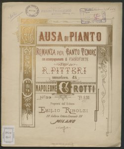 Causa di pianto : Romanza per canto / versi di R. Pitteri ; musica di Napoleone Crotti
