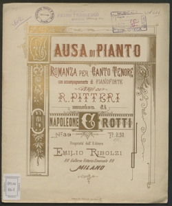 Causa di pianto : Romanza per canto / versi di R. Pitteri ; musica di Napoleone Crotti