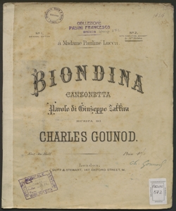 Biondina : canzonetta / parole di Giuseppe Zaffira ; musica di Charles Gounod