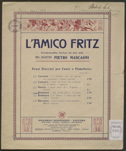 L'amico Fritz : romanza / Pietro Mascagni