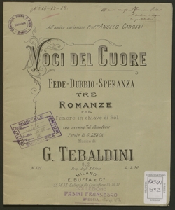 Voci del cuore : fede, dubbio, speranza / parole di G. Lesca ; musica di G. Tebaldini