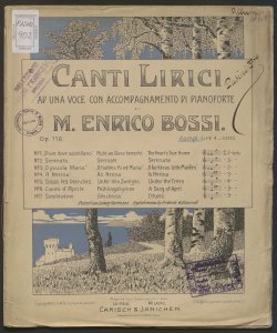 Canti lirici ad una voce con accompagnamento di pianoforte, Op.116 / di M. Enrico Bossi ; Deutsch von Ludwig Hartmann