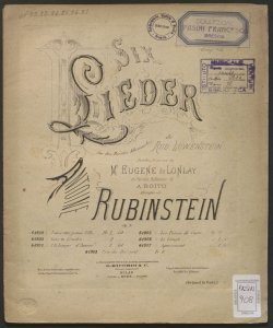 Six lieder : Op. 1 / de Rud. Lowenstein ; paroles françaises de Eugène de Loulay et paroles italiennes de A. Boito