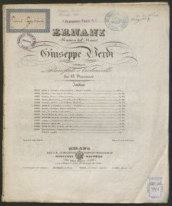 Ernani / musica del Maes.o Giuseppe Verdi ; ridotta per pianoforte e violoncello da P. Tonassi