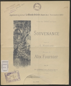 Souvenance / poésie de E. Marsand ... ; musique de Alix Fournier